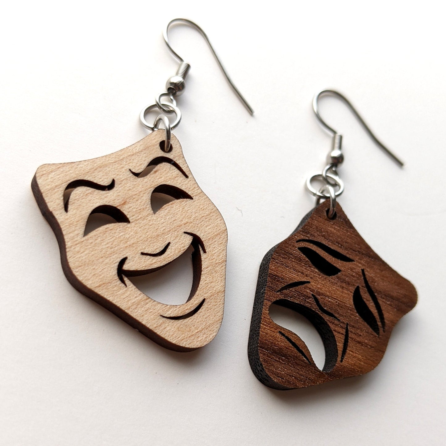 Theatre Masks Tragedy Comedy Dangle Earrings
