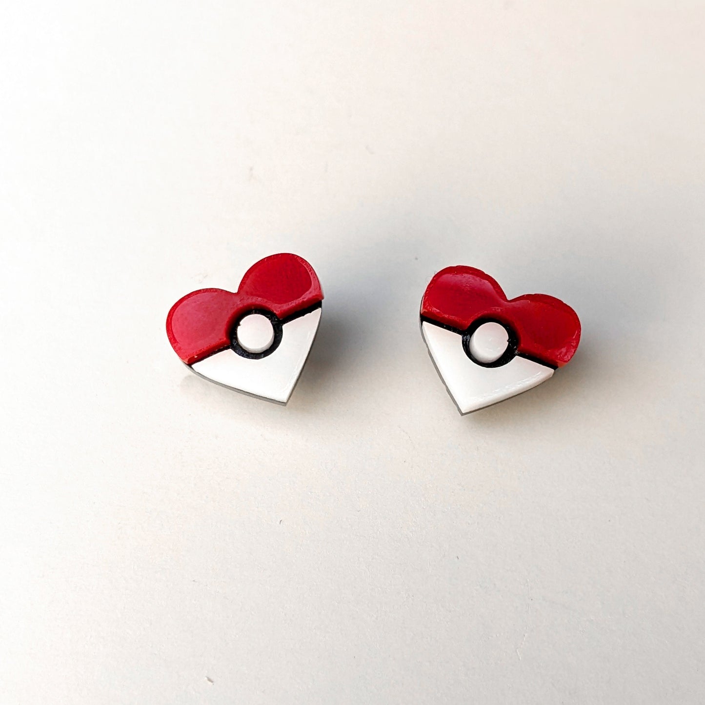 Poké Ball Heart Earrings (pokeball)