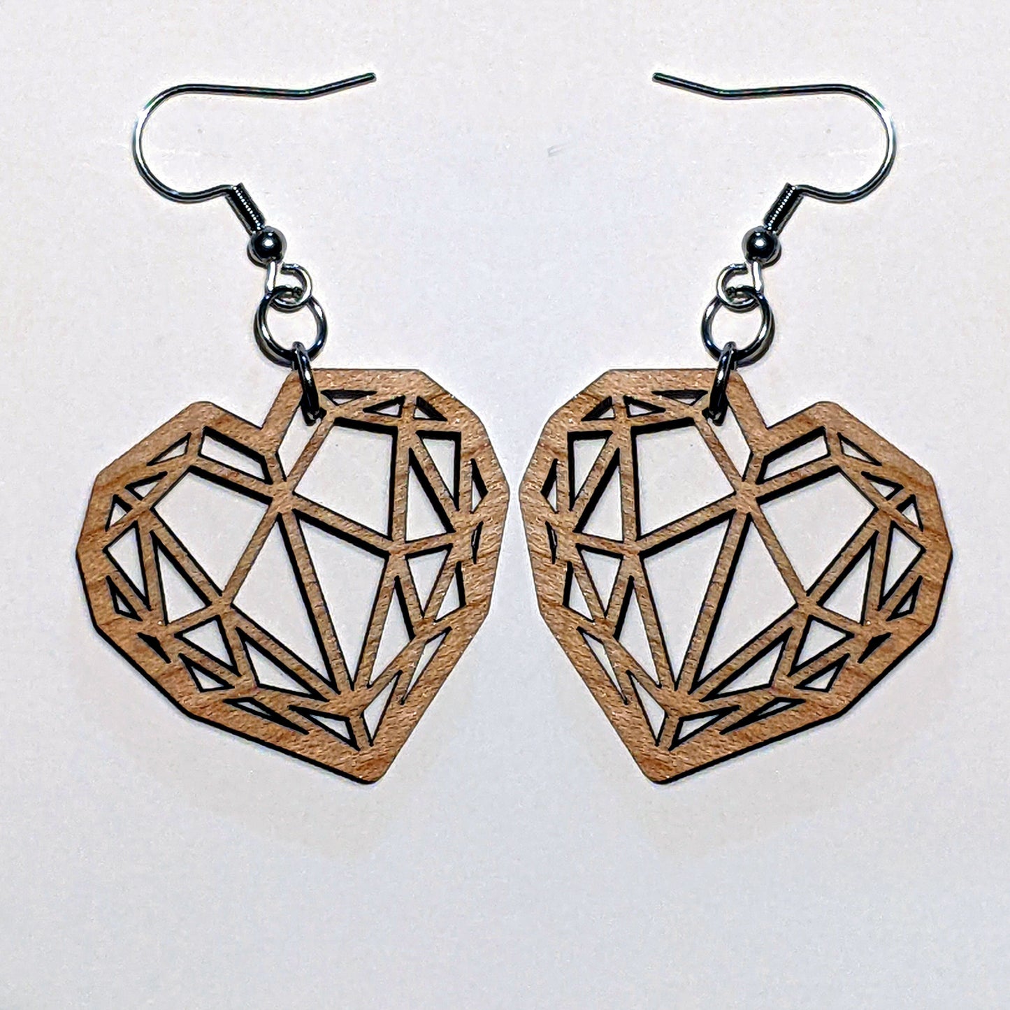 Polygonal Heart Dangle Earrings