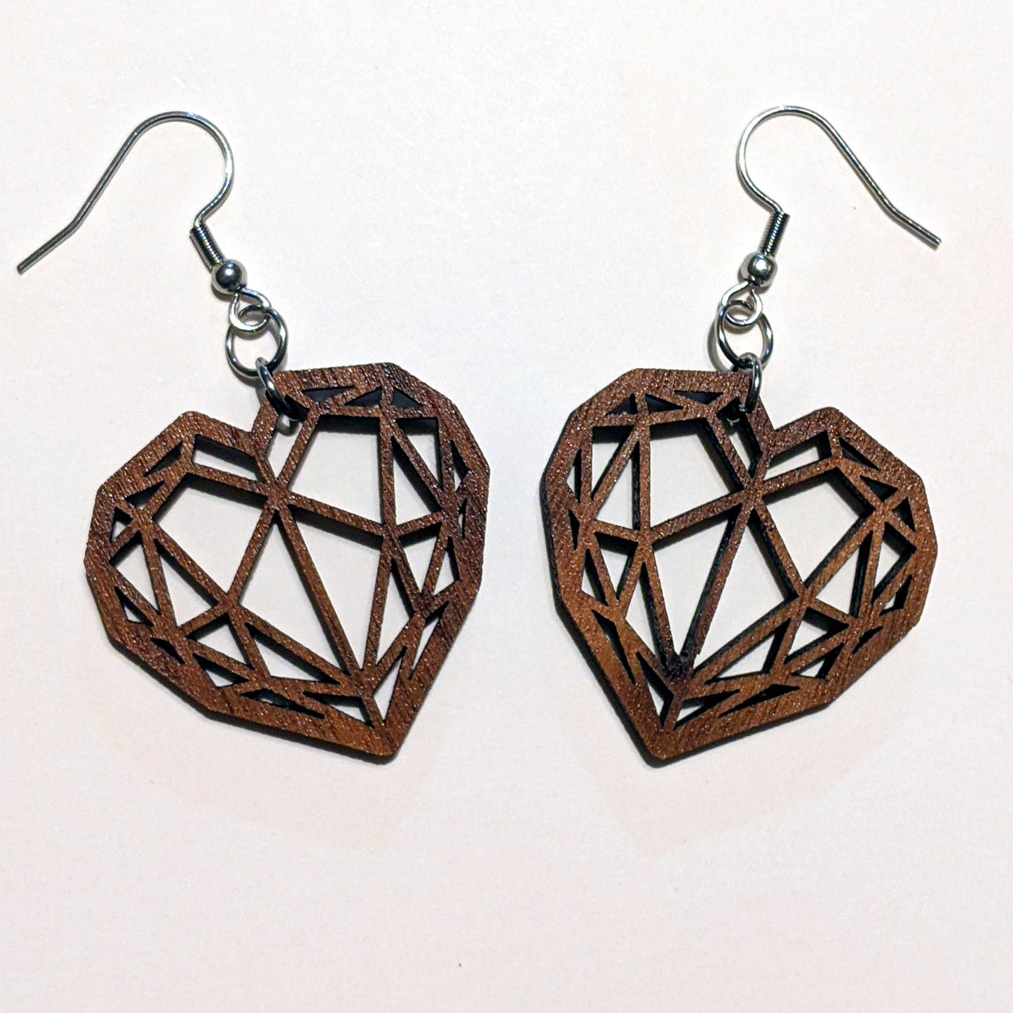 Polygonal Heart Dangle Earrings