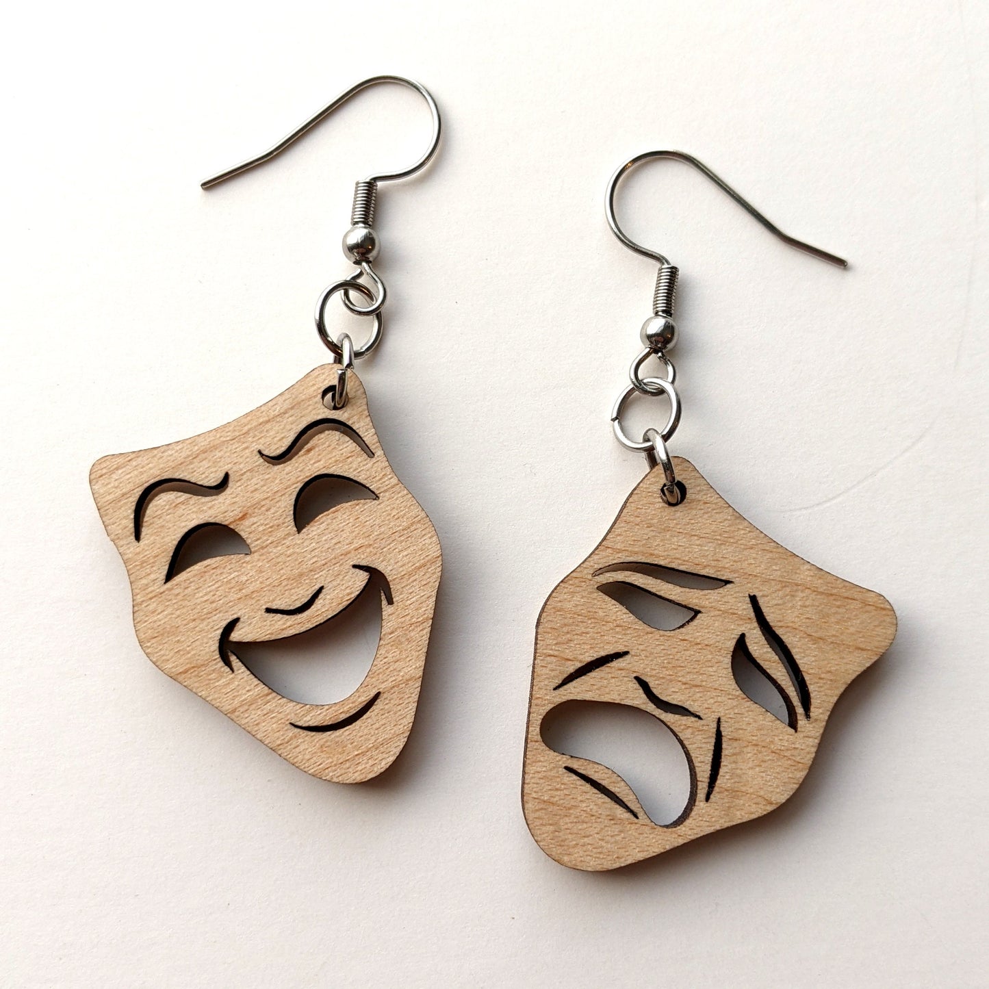 Theatre Masks Tragedy Comedy Dangle Earrings