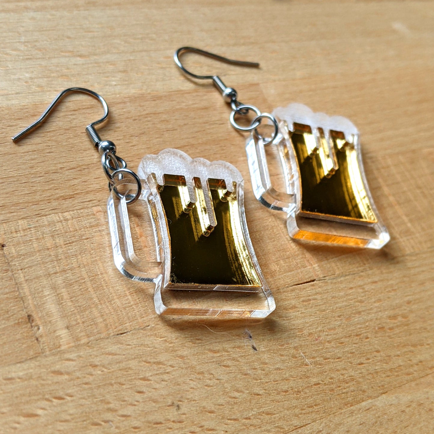 Golden Beer Mug Dangle Earrings