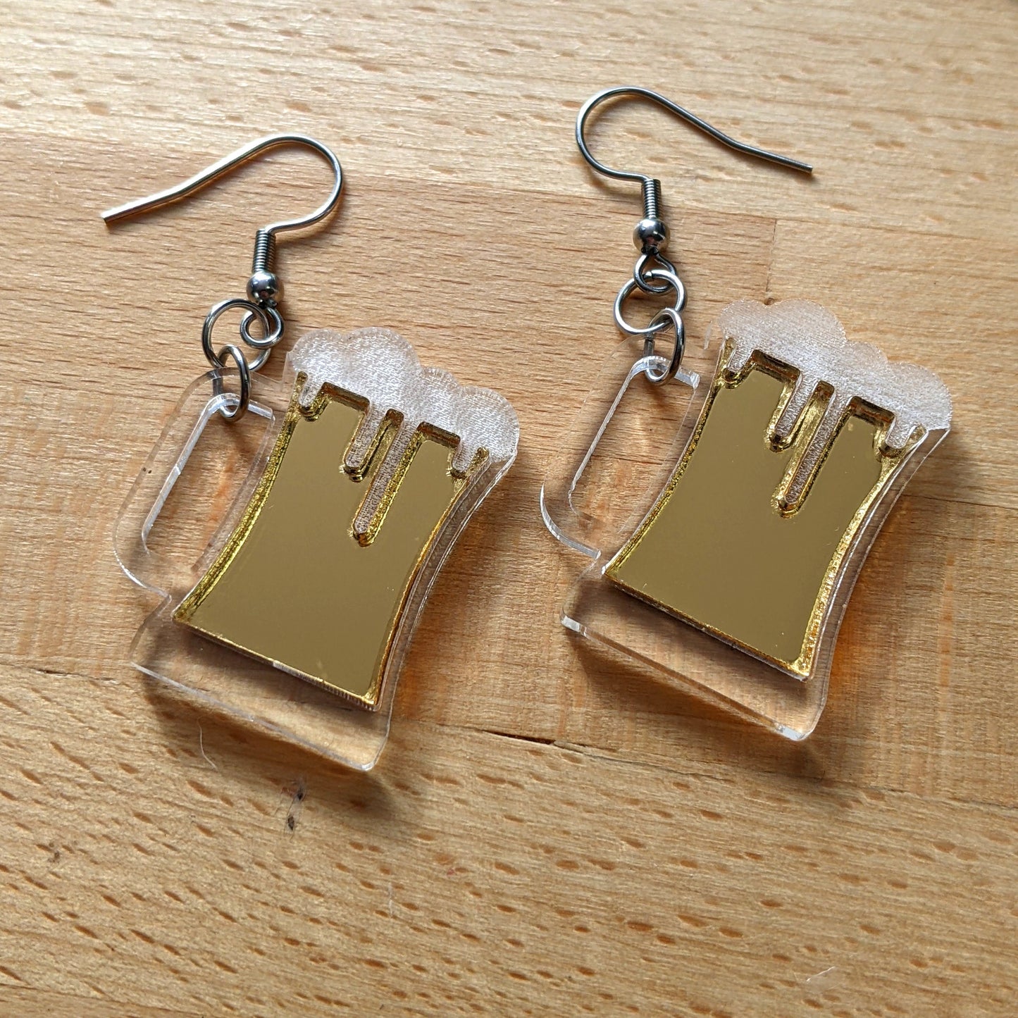 Golden Beer Mug Dangle Earrings