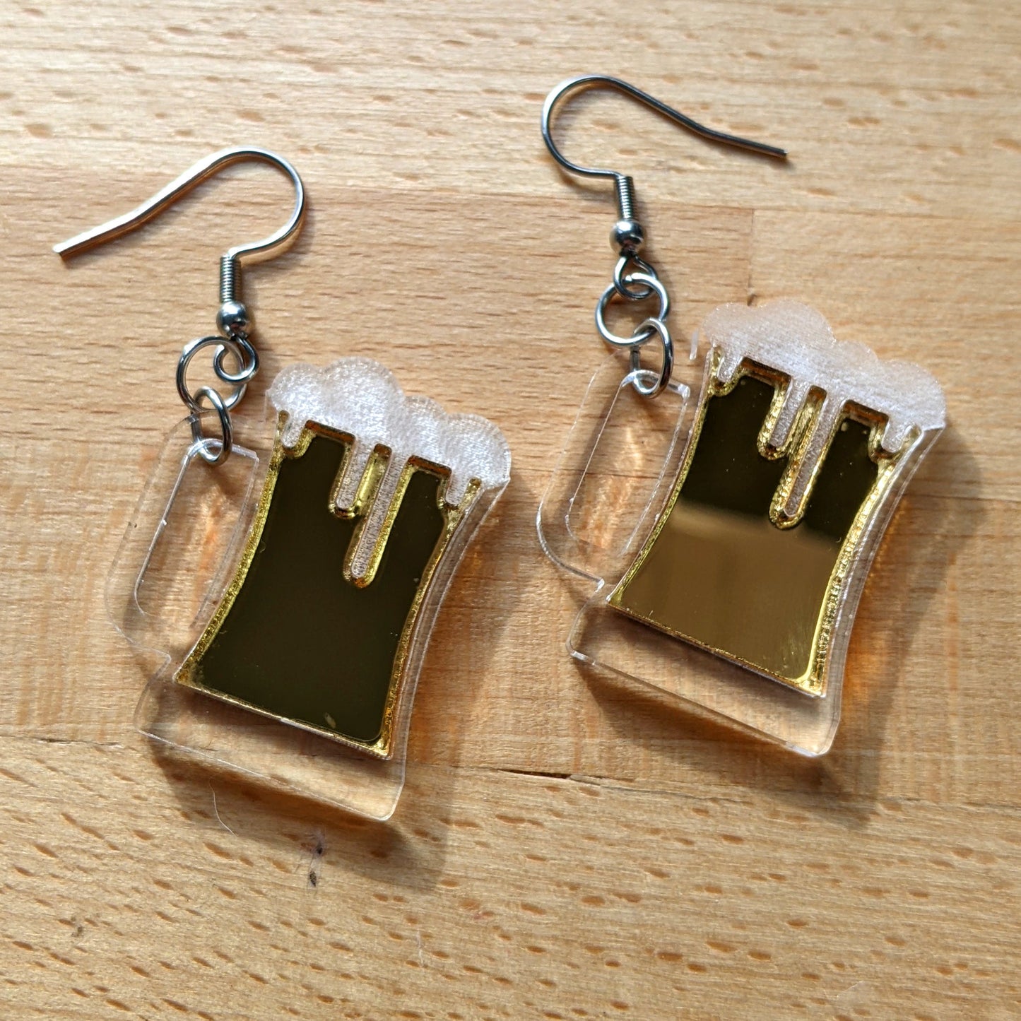 Golden Beer Mug Dangle Earrings