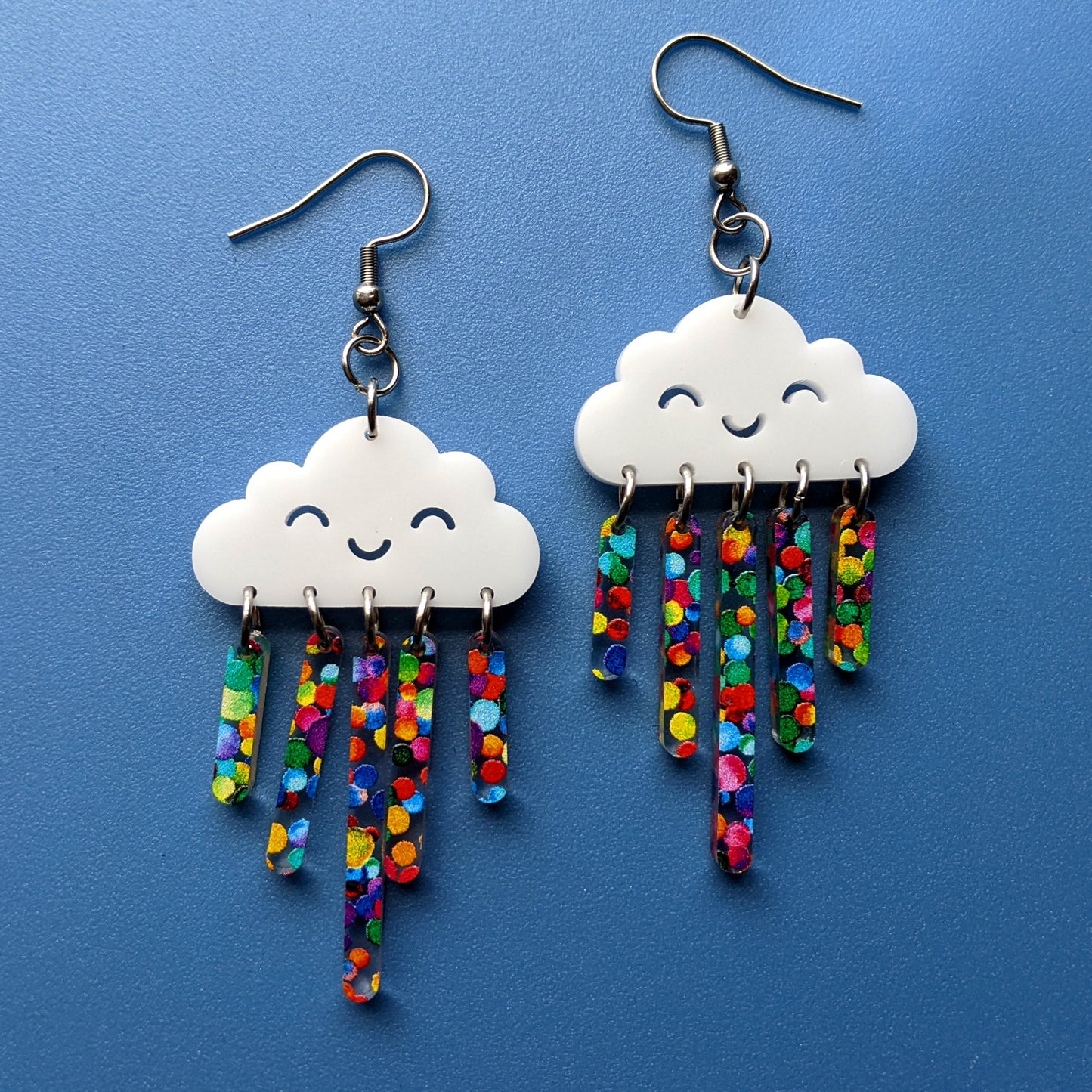 Rainbow Rainclouds Dangle or Stud Earrings