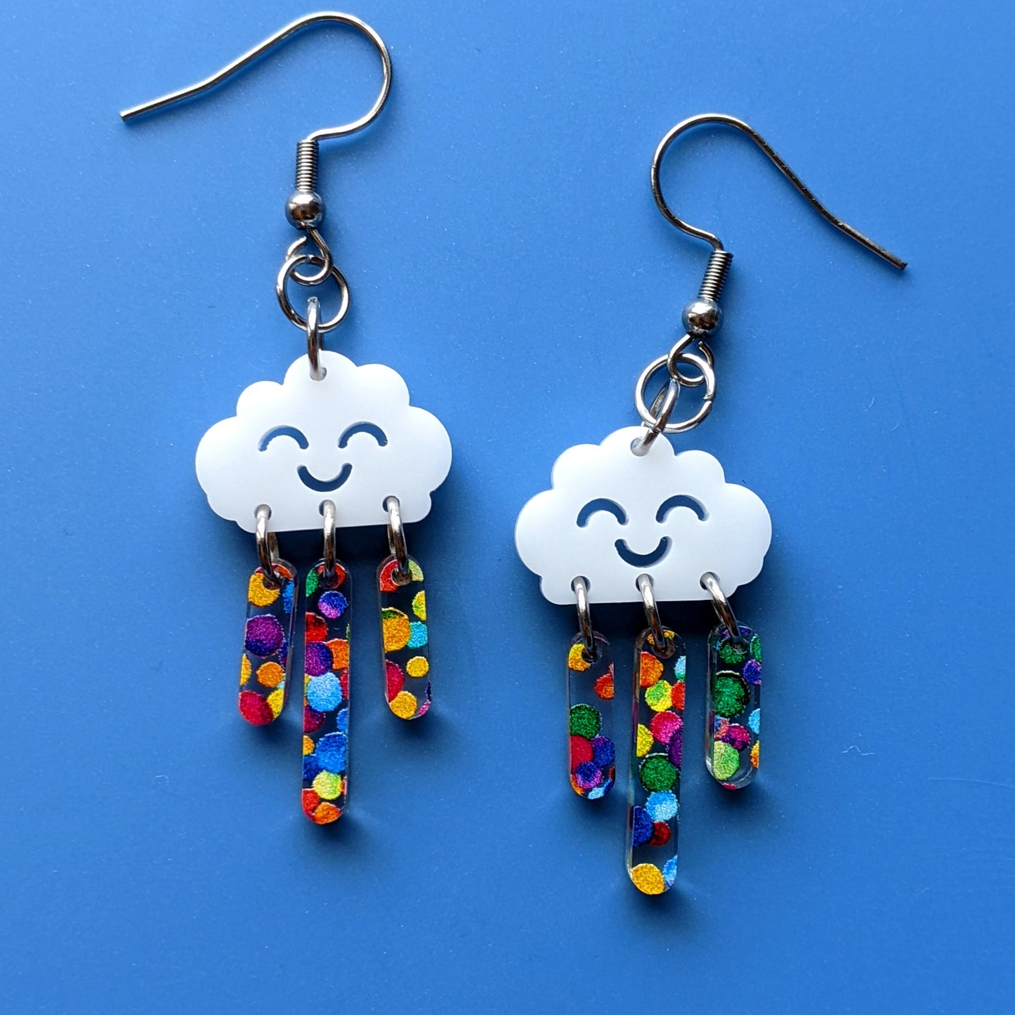 Rainbow Rainclouds Dangle or Stud Earrings
