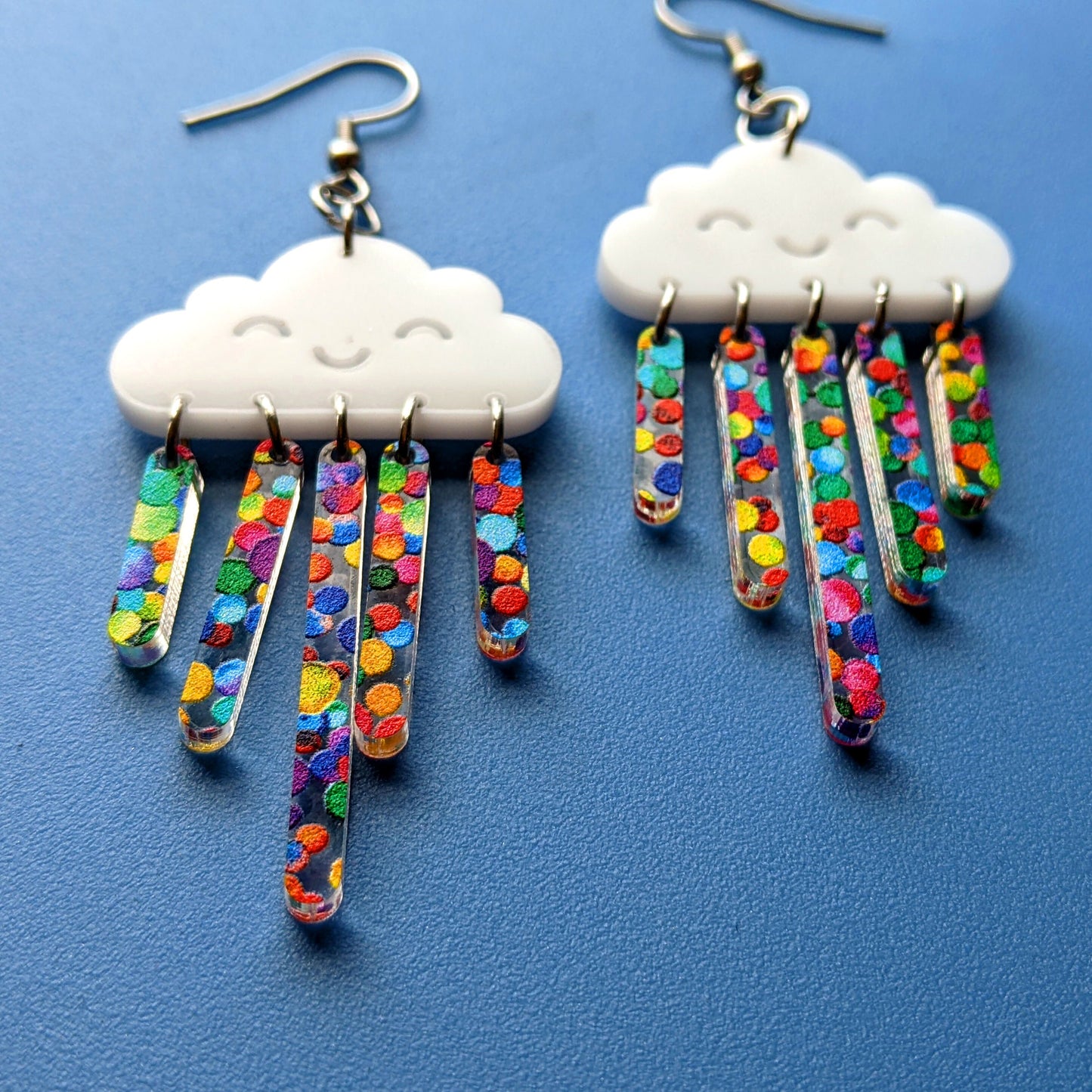 Rainbow Rainclouds Dangle or Stud Earrings