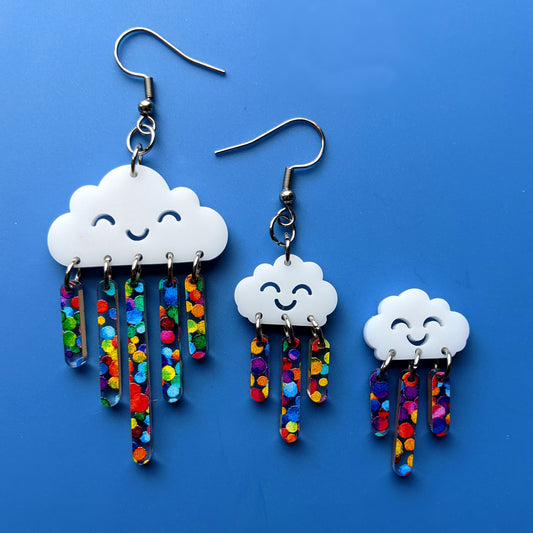 Rainbow Rainclouds Dangle or Stud Earrings