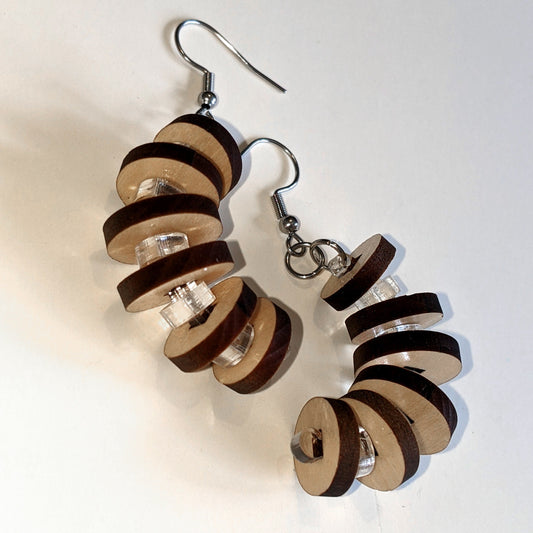 Floating Wooden Arc Earrings