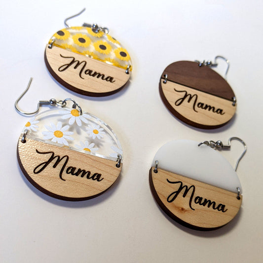 Mama Split Circle Dangle Earrings